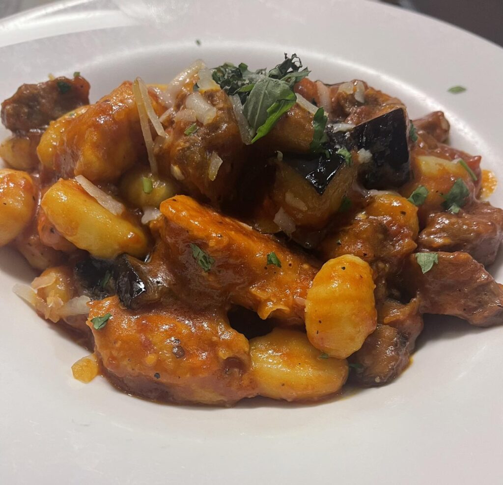 Homemade gnocchi with eggplant at Paradiso Ristorante