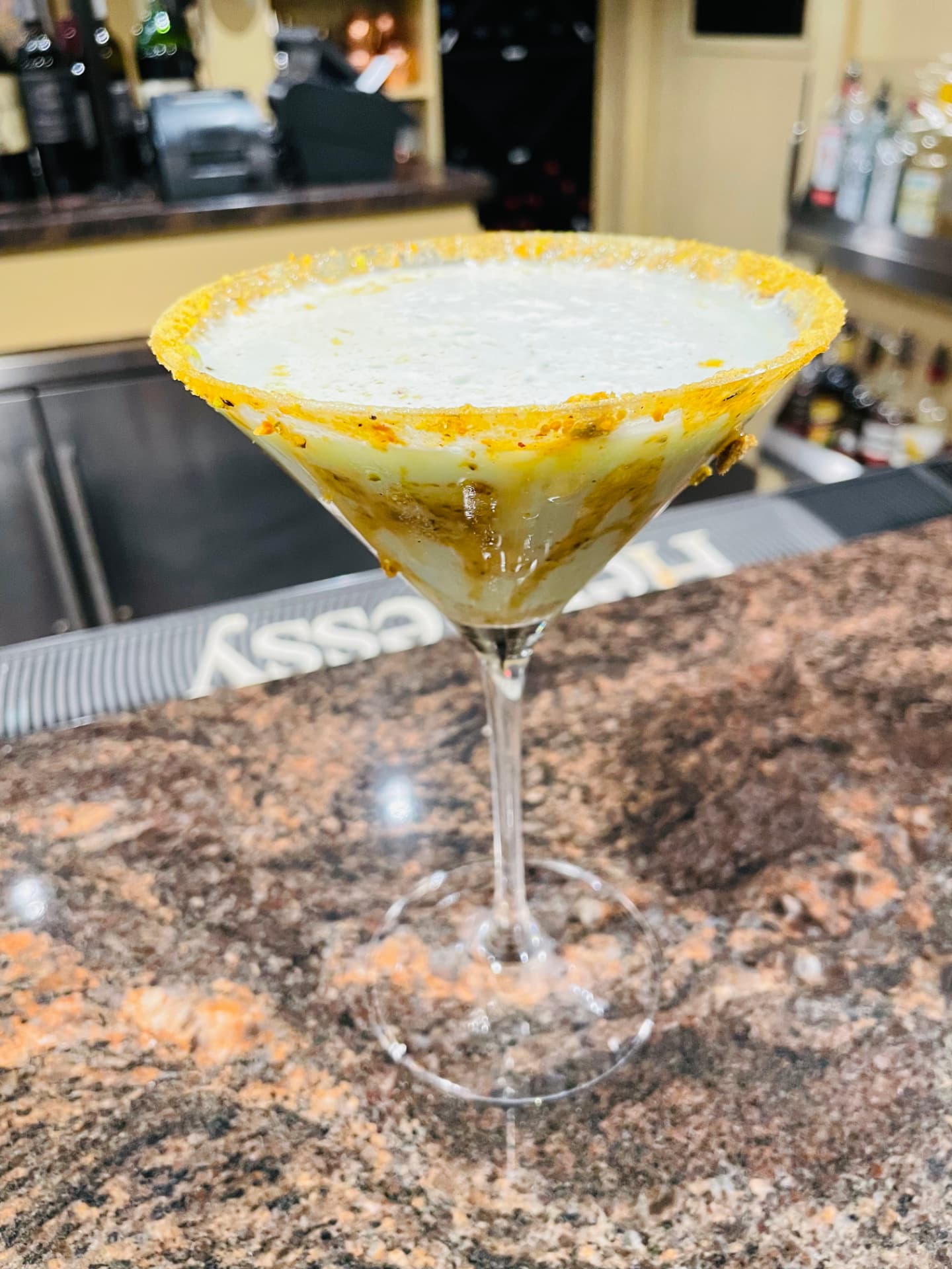 Golden dessert martini served at the Paradiso bar