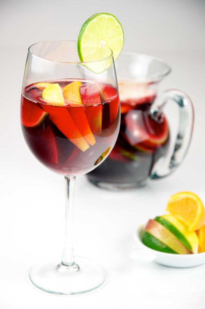 Red sangria with fresh citrus